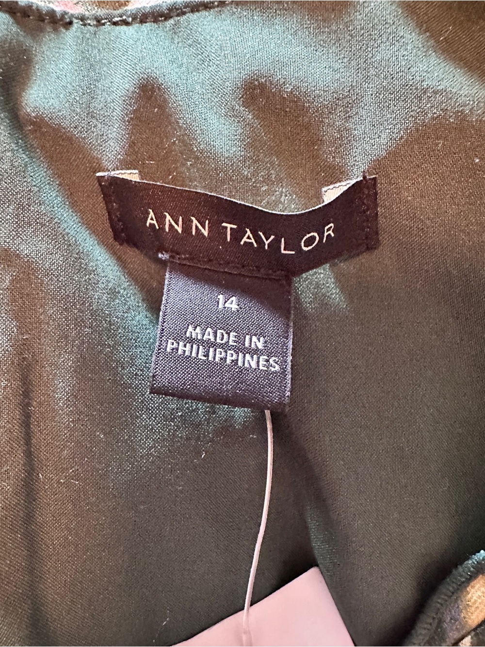 Ann Taylor Dark Teal Floral Bird Print Midi Dress Size 14 NWT - Picture 3 of 5